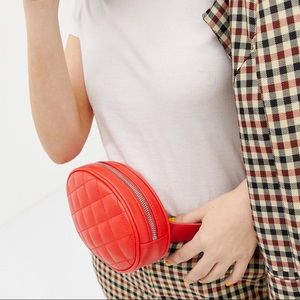 Monki Quilted Fanny Pack in Red